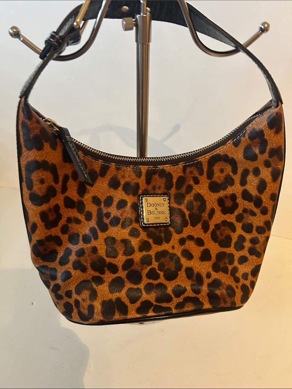 Vintage Dooney & Bourke Leopard Print Leather Shoulder Bag RARE So Cute!!!